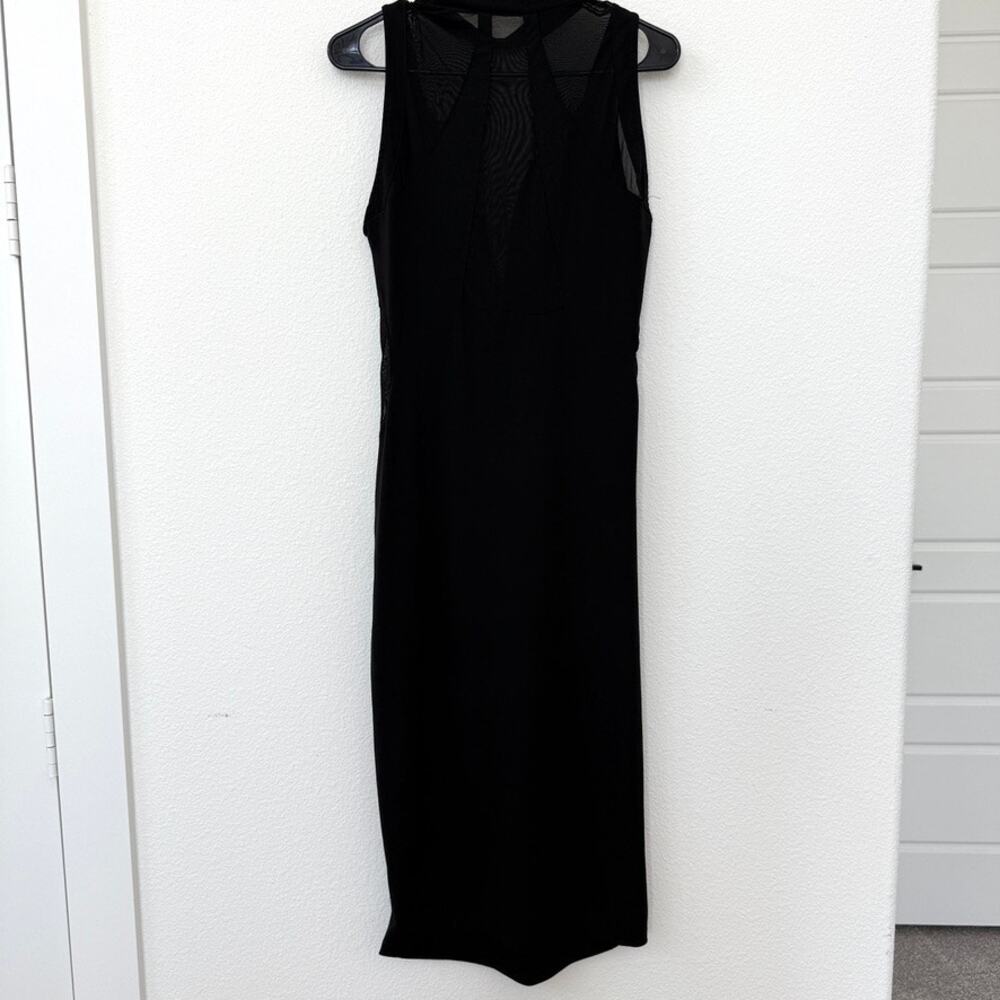 ZARA Mesh Panel Black Bodycon Dress Sleeveless Mock Neck Sheer Edgy Gothic L - Picture 3 of 6
